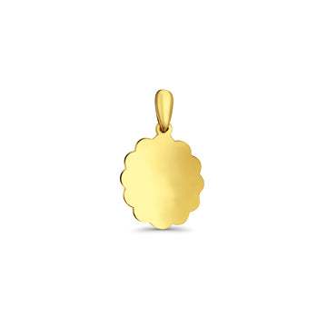 14K Yellow Gold Engravable Flower- Oval Pendant 24mmX12mm 1.6 grams